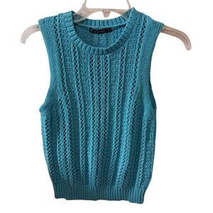 Dunnes Stores Sleeveless Knitted Tank Top turquoise Size Small